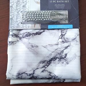 Marble Shower Curtain Set